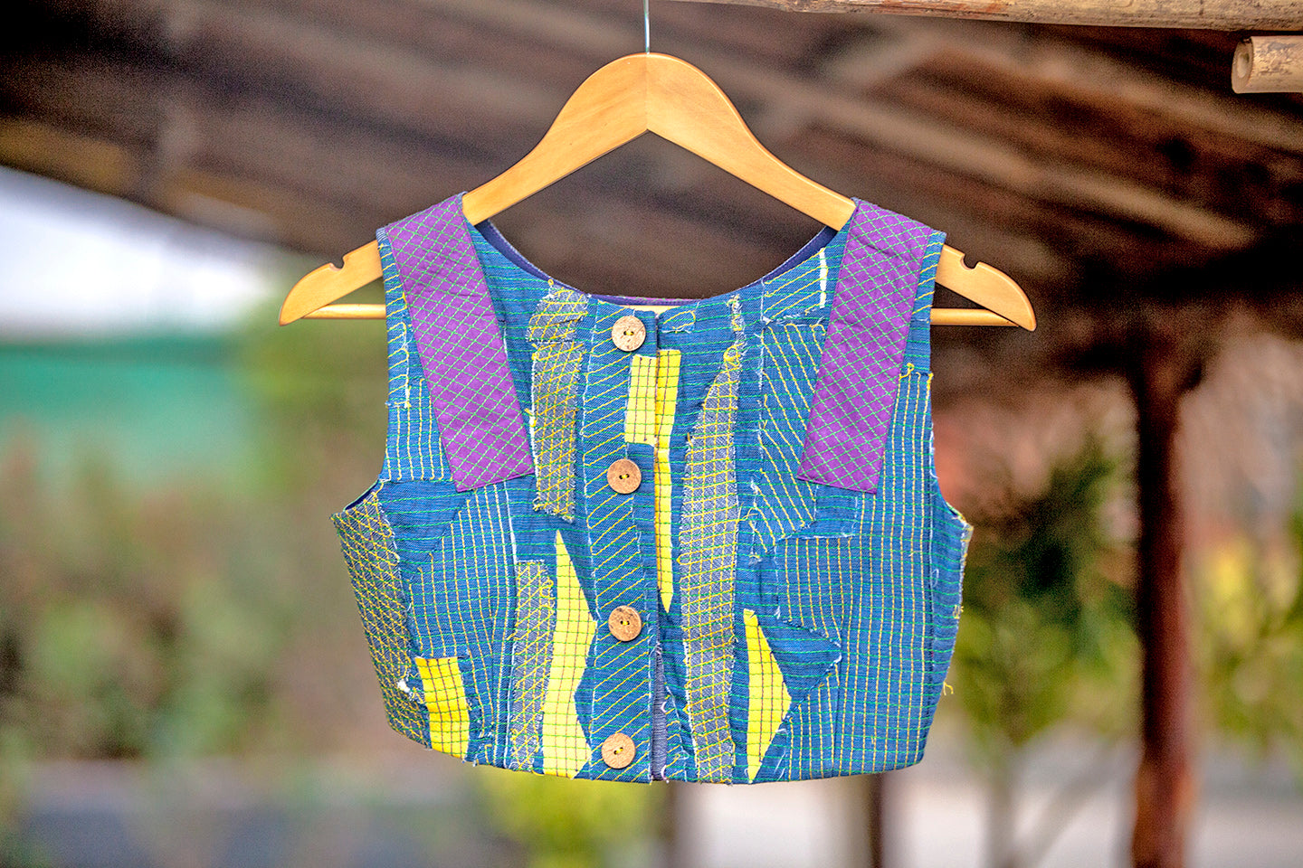 Granite | Upcycled Handwoven Patchwork Blouse