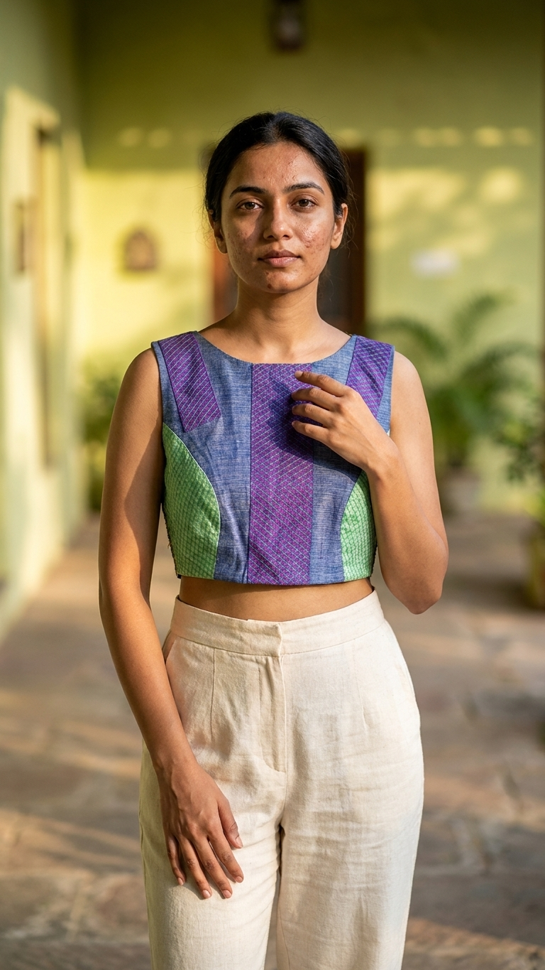 Granite | Upcycled Handwoven Patchwork Blouse