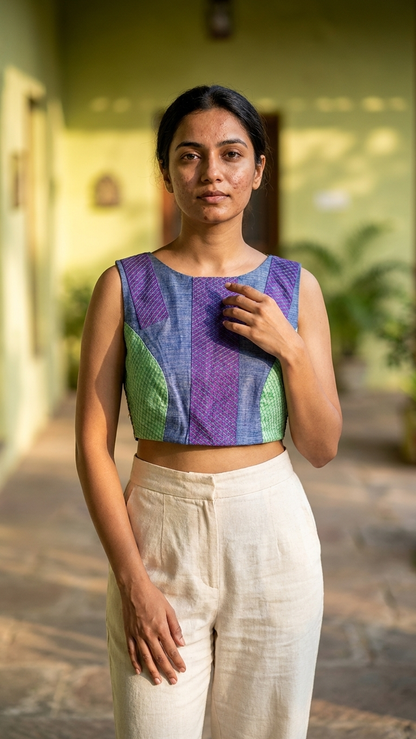 Granite | Upcycled Handwoven Patchwork Blouse