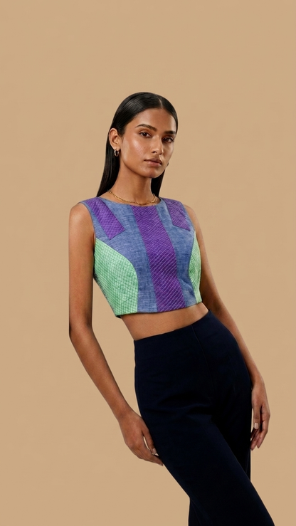 Granite | Upcycled Handwoven Patchwork Blouse