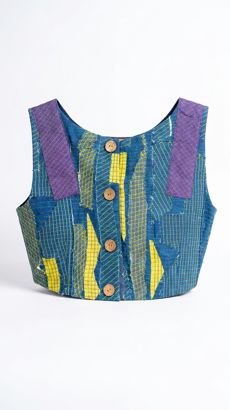Granite | Upcycled Handwoven Patchwork Blouse
