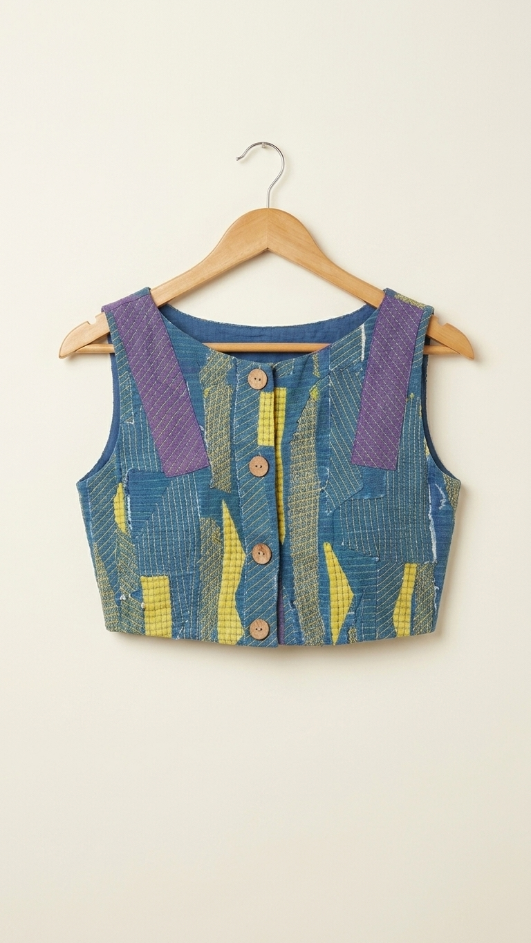 Granite | Upcycled Handwoven Patchwork Blouse