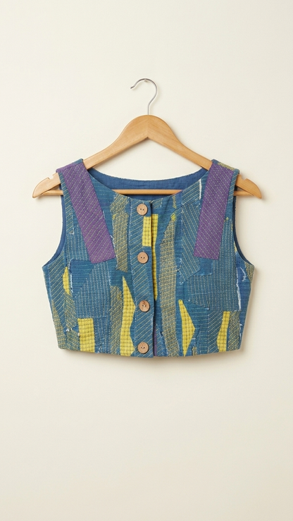 Granite | Upcycled Handwoven Patchwork Blouse