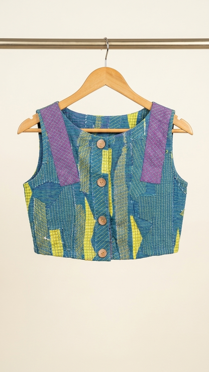 Granite | Upcycled Handwoven Patchwork Blouse