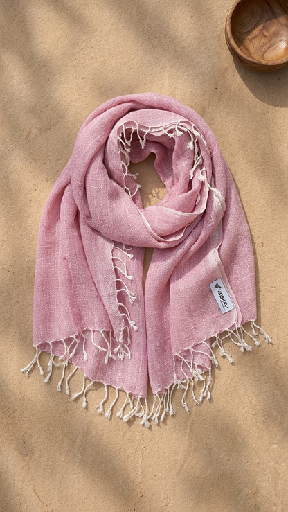 Gulabi Linen Stole | Handwoven Bhagalpur Linen Stole