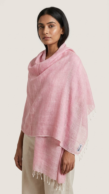 Gulabi Linen Stole | Handwoven Bhagalpur Linen Stole