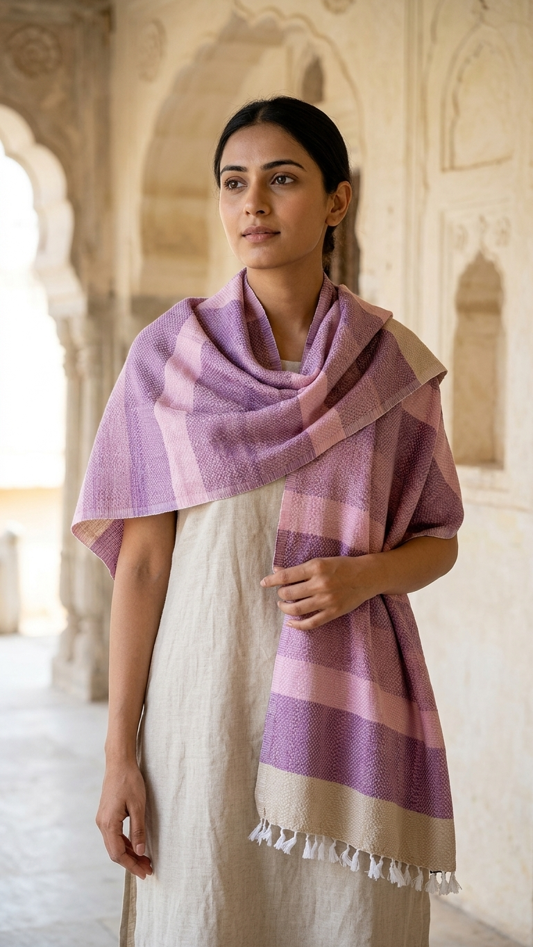 Jamuni Check Stole | Handwoven Organic Cotton Stole