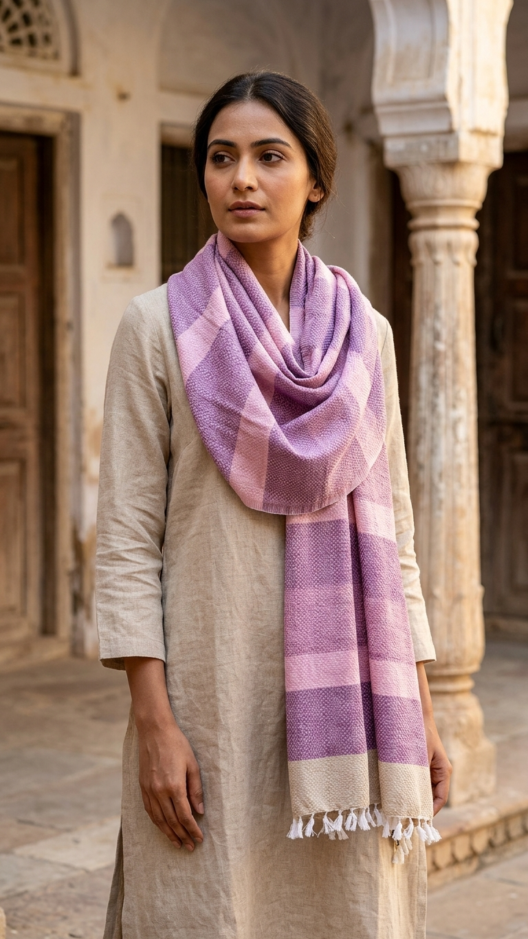Jamuni Check Stole | Handwoven Organic Cotton Stole