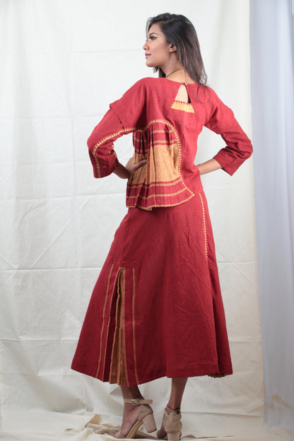 Manjestha | Handwoven Naturally Dyed Flared Skirt