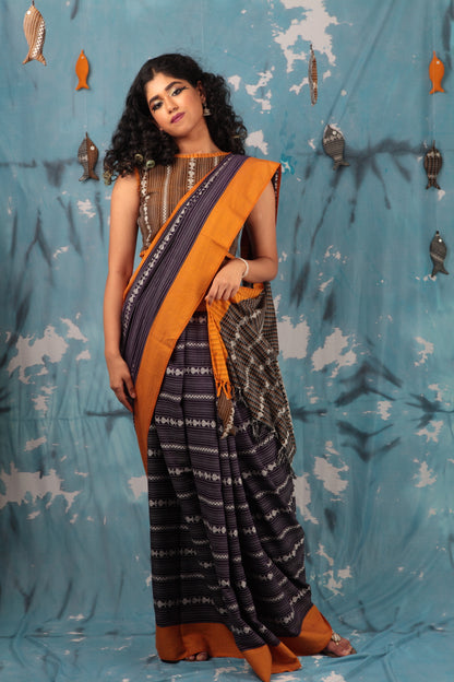 Maach Beguni | Handwoven Begumpur Cotton Saree