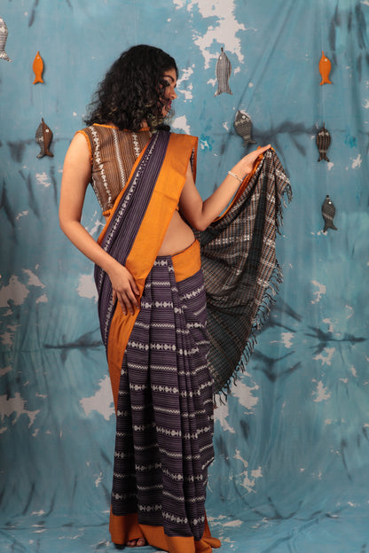 Maach Beguni | Handwoven Begumpur Cotton Saree