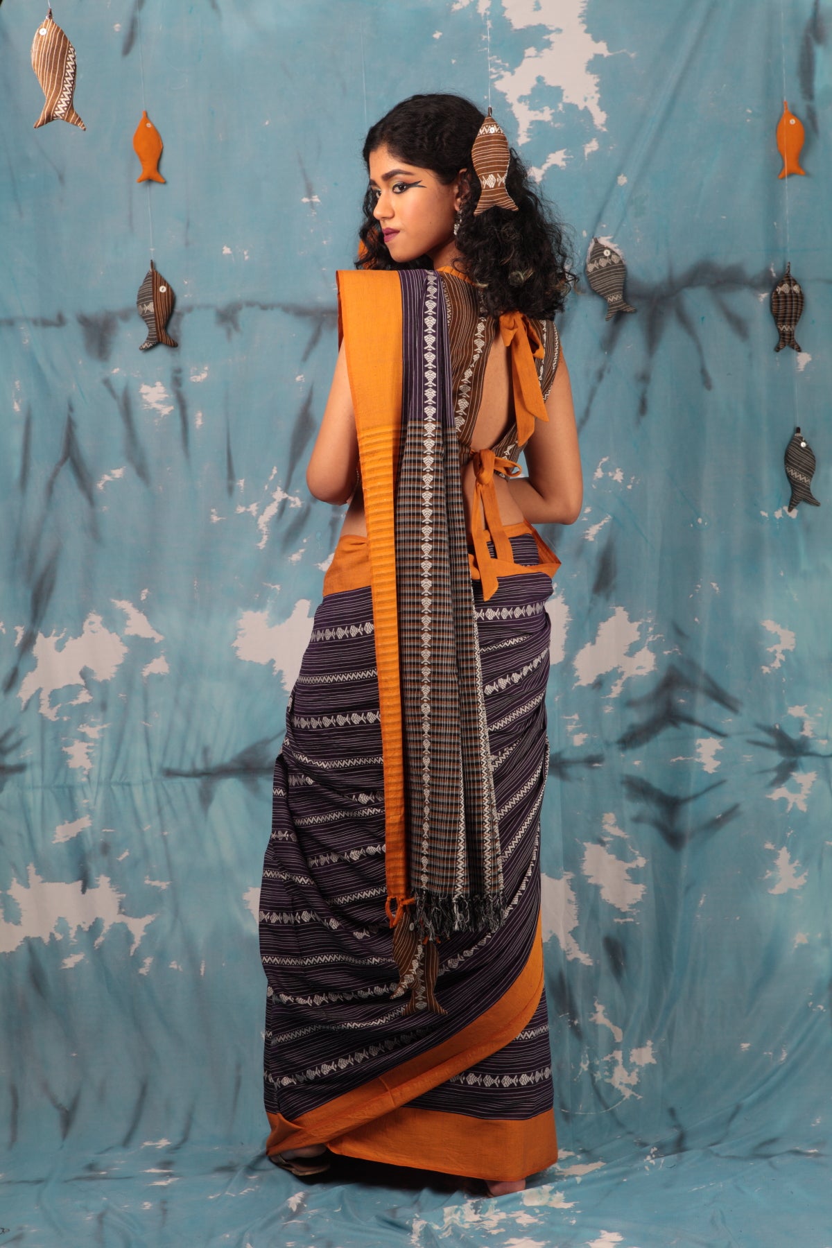 Maach Beguni | Handwoven Begumpur Cotton Saree