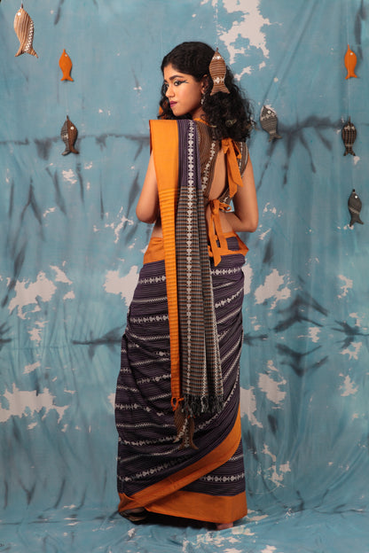 Maach Beguni | Handwoven Begumpur Cotton Saree