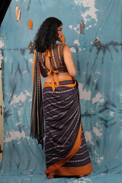 Maach Beguni | Handwoven Begumpur Cotton Saree