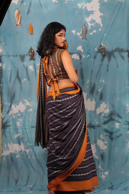 Maach Beguni | Handwoven Begumpur Cotton Saree