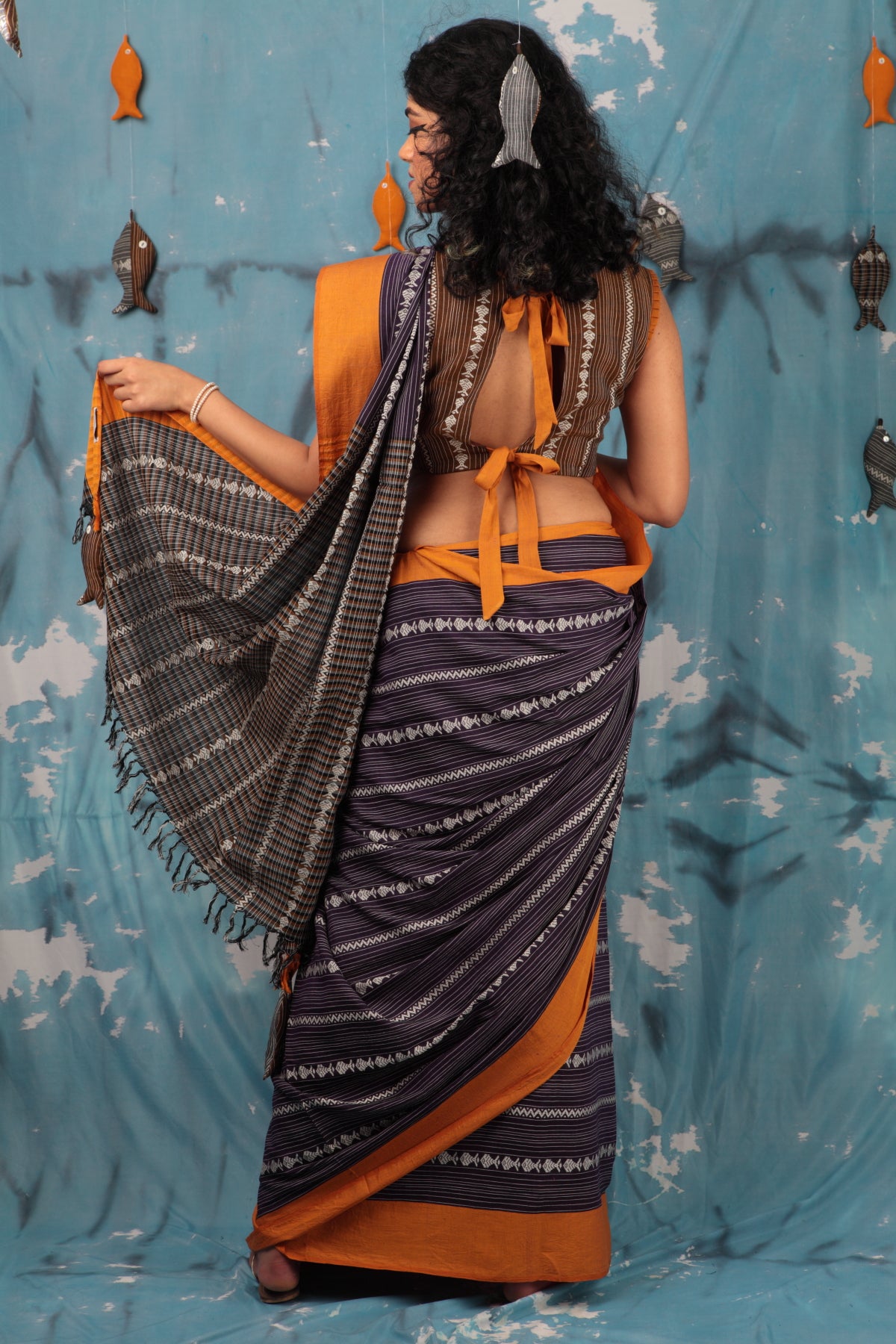 Maach Beguni | Handwoven Begumpur Cotton Saree