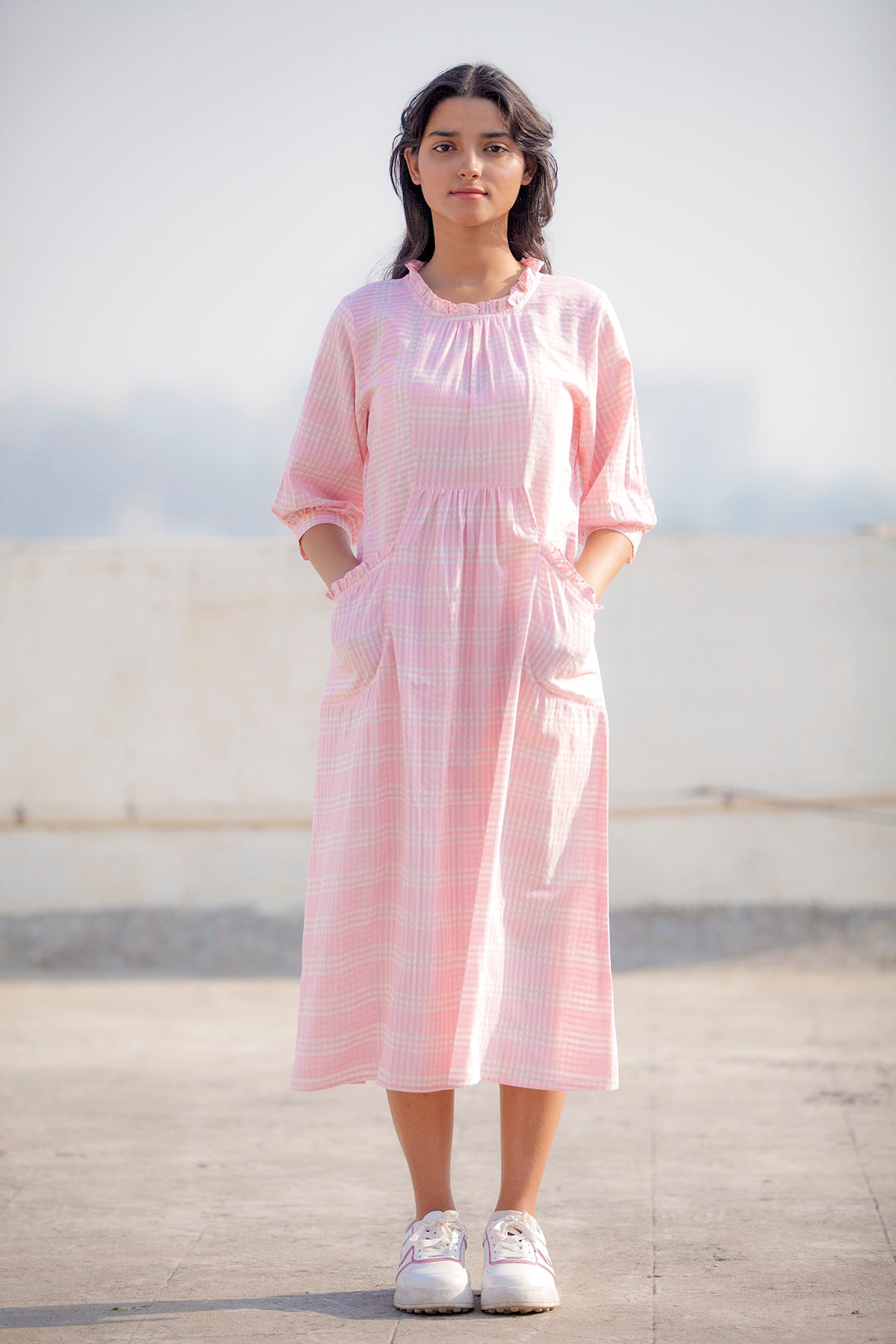Kora Gulabi Check Tunic