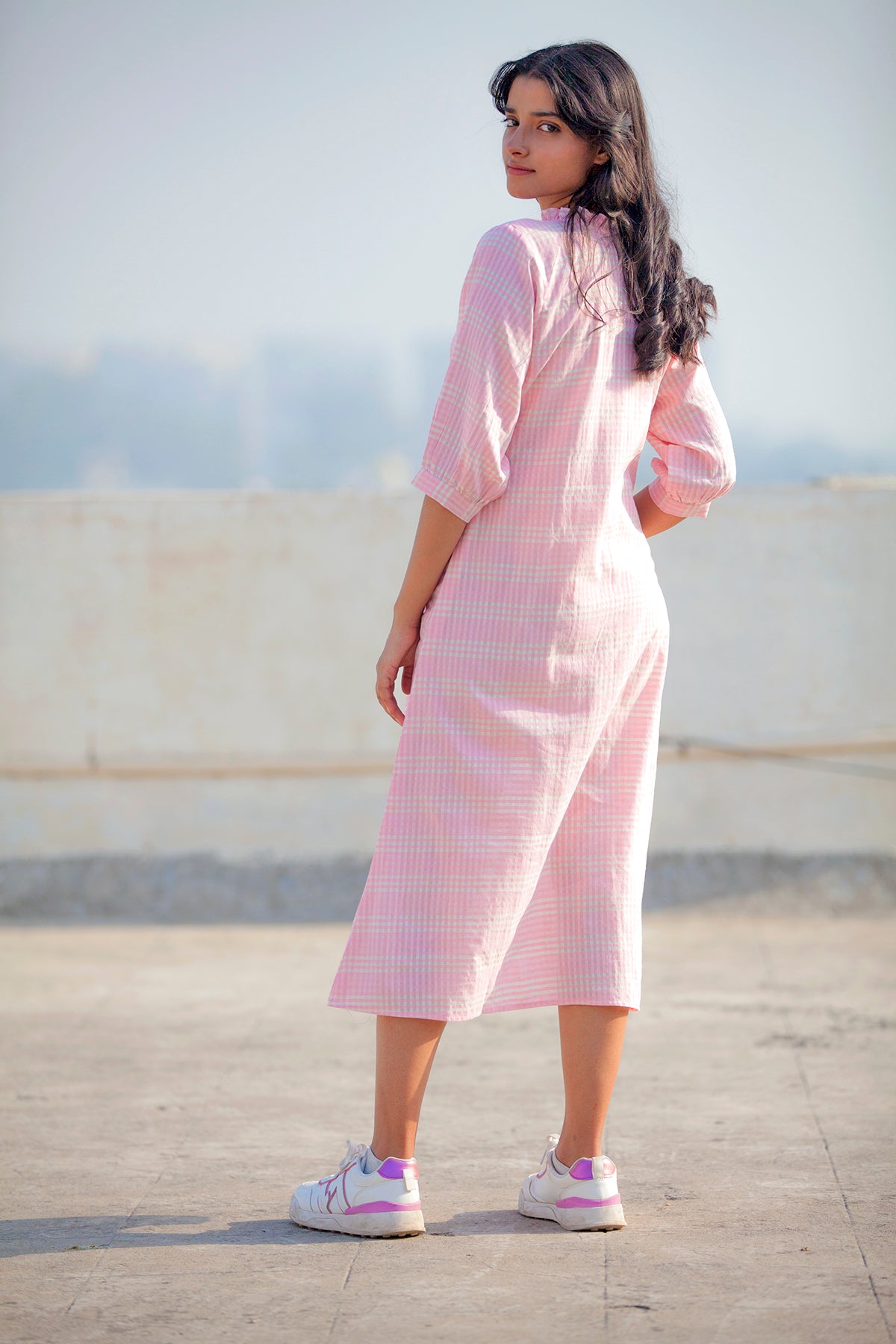 Kora Gulabi Check Tunic