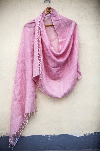 Gulabi Linen Stole | Handwoven Bhagalpur Linen Stole