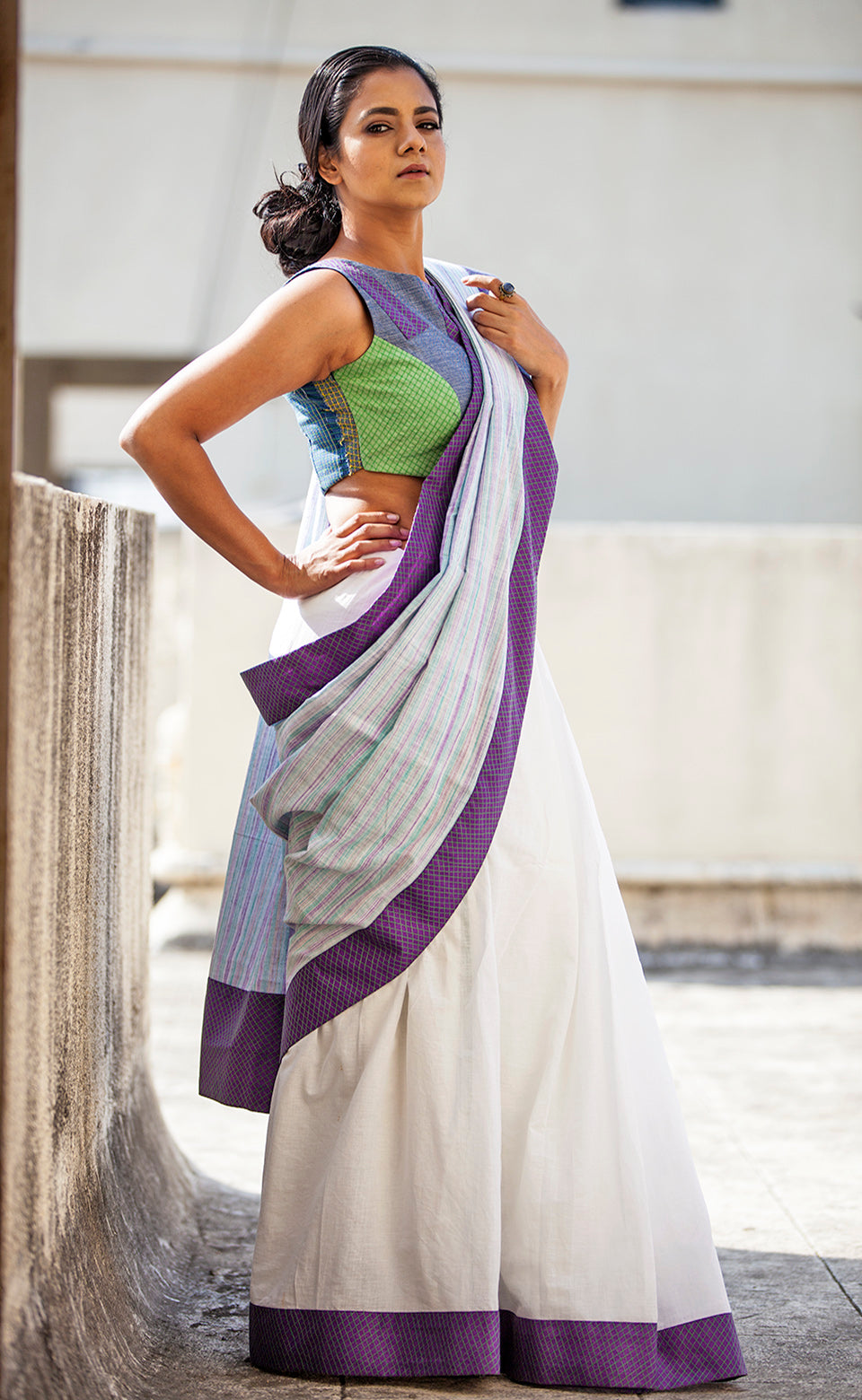 Granite | Upcycled Handwoven Patchwork Blouse