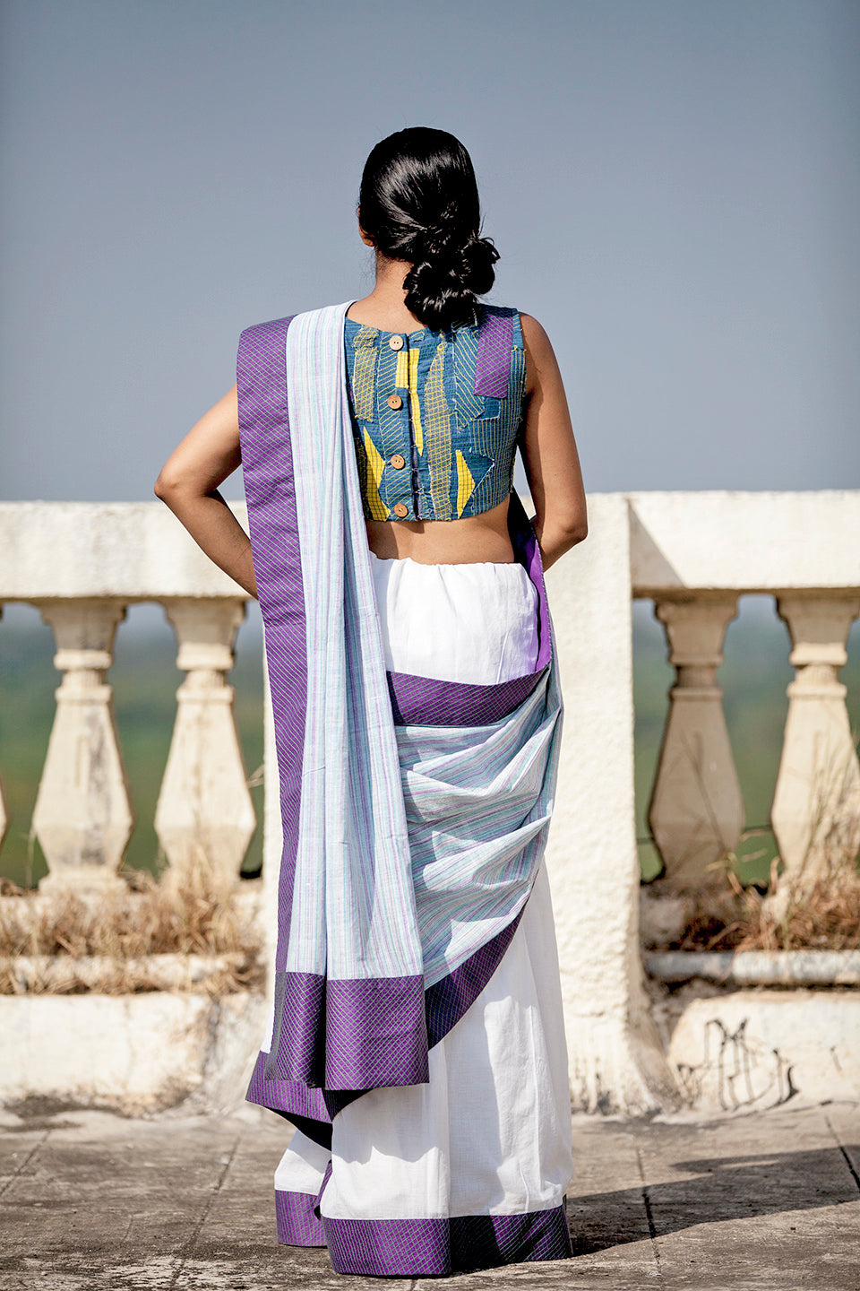 Granite | Upcycled Handwoven Patchwork Blouse