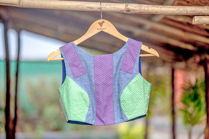 Granite | Upcycled Handwoven Patchwork Blouse