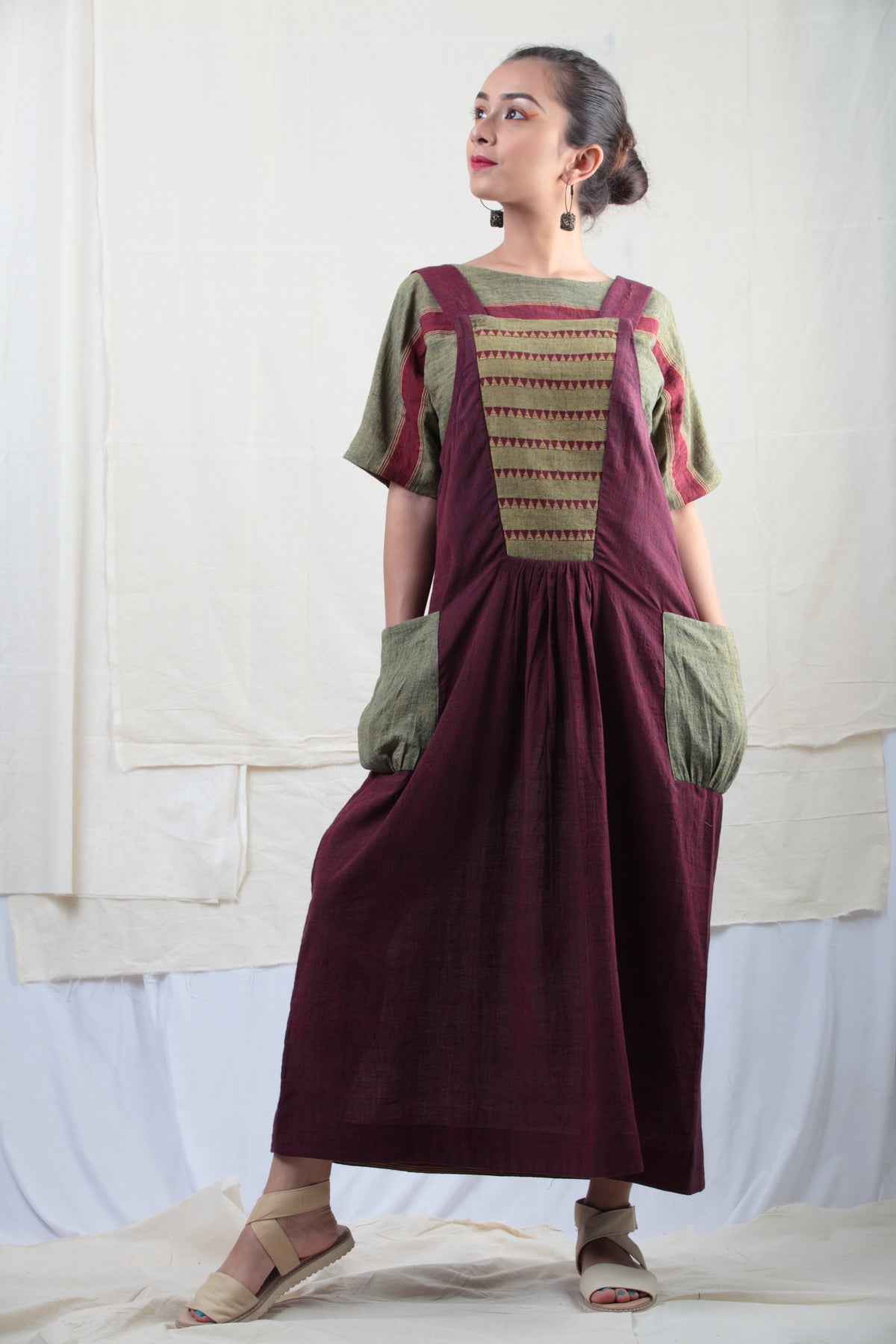 Neel | Handwoven Cotton Pinafore Dress