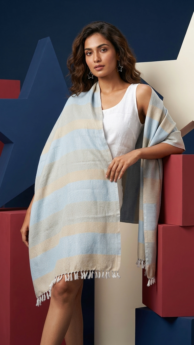 Pila Check Stole | Handwoven Organic Cotton Stole