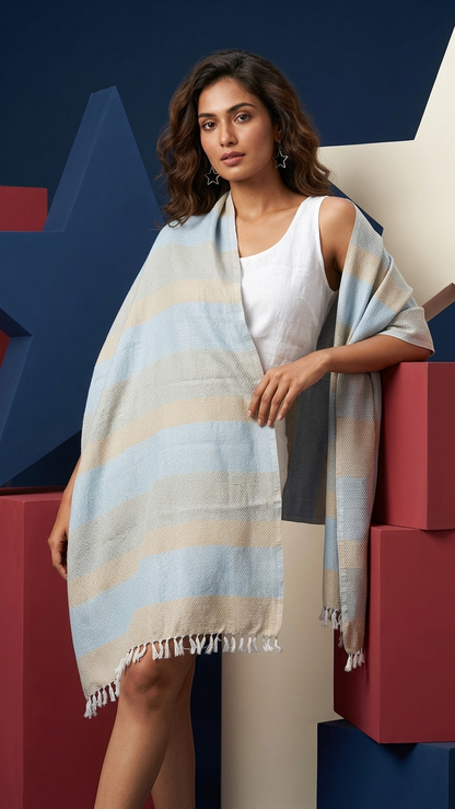 Pila Check Stole | Handwoven Organic Cotton Stole