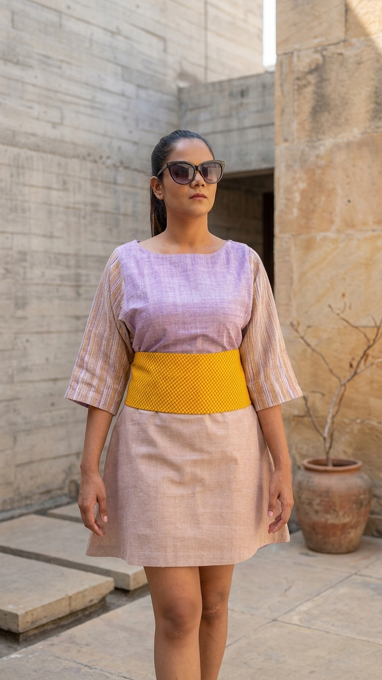 Vault Tunic | Handwoven Organic Cotton Colour-Block Tunic